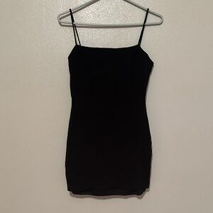 Lulu's Elegant Black Spaghetti Strap Dress
